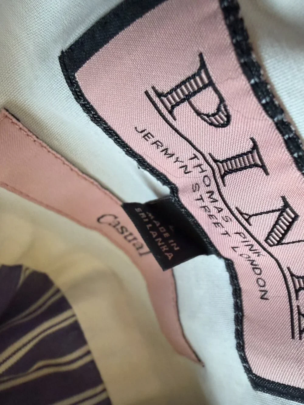 Pink Thomas Pink Purple White Stripe Dress Shirt Long Sleeve Casual Work Large